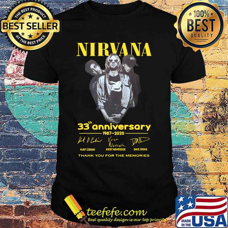 Nirvana 33th anniversary 1987 2020 thank you for the memories signatures shirt Nirvana 33th anniversary 1987 2020 thank you for the memories signatures shirt