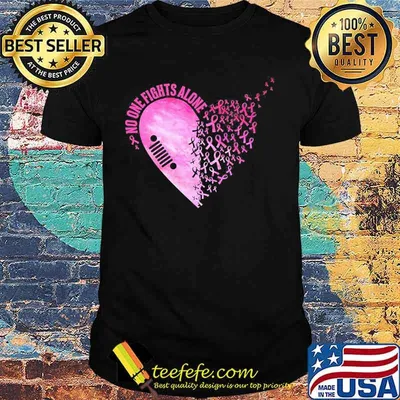 No One Fights Alone Heart Breast Cancer Awareness Shirt