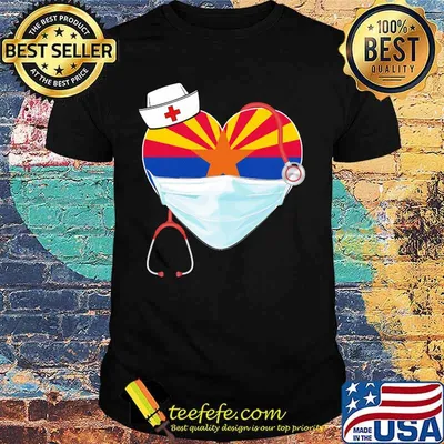 Nurse arizona stethoscope flag heart mask shirt