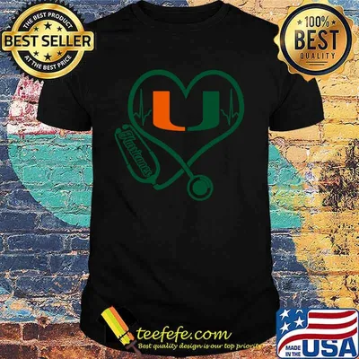 Nurse stethoscope miami hurricanes heartbeat shirt