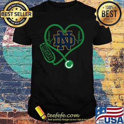 Nurse stethoscope notre dame fighting irish heartbeat shirt