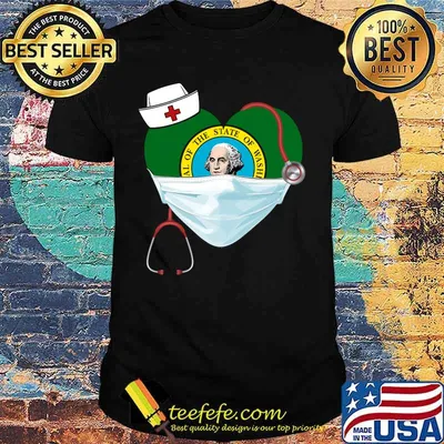 Nurse washington stethoscope flag heart mask shirt