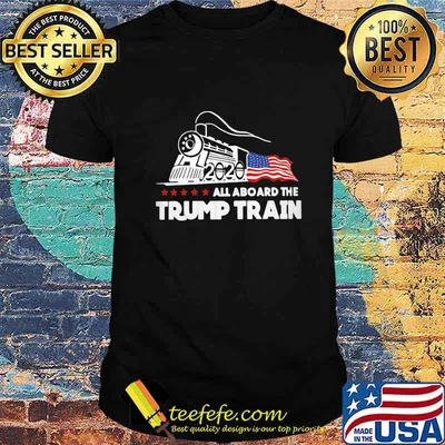 Official All aboard the Trump train 2020 American Flag shirt