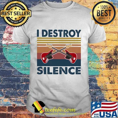 Official Bass Guitar I Destroy Silence Vintage Retro shirt