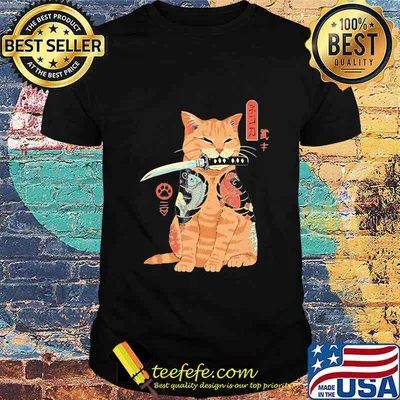 Official Cat Sitting with Katana Japanese Samurai Cat shirt
