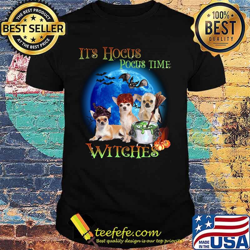 Official Chihuahua Halloween It's hocus pocus time witches shirt
