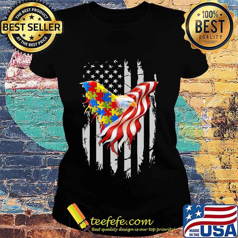 OFFICIAL EAGLE AUTISM AMERICAN FLAG SHIRT Ladies tee OFFICIAL EAGLE AUTISM AMERICAN FLAG SHIRT Ladies tee