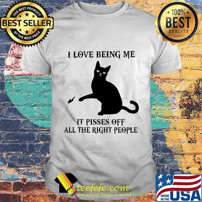 Official I Love Being Me It Pisses Off All The Right People Black Cat Shirt