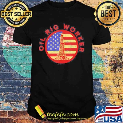 Official Oil Rig Worker Instruct USA American Gas Oilfield American Flag Shirt