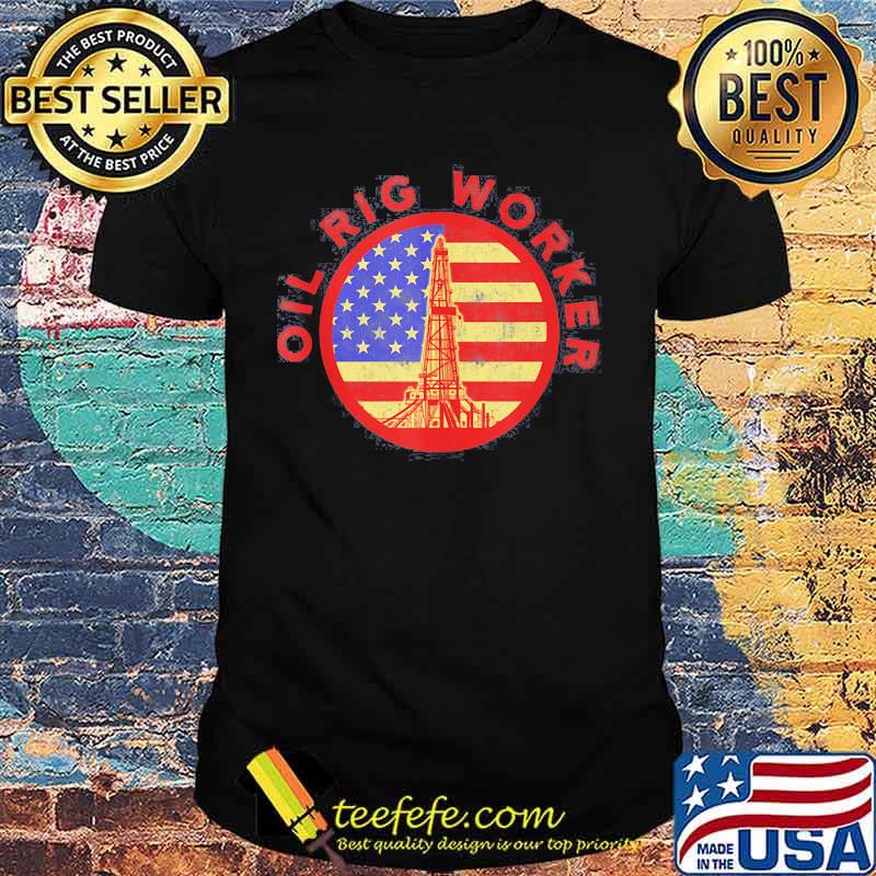 Official Oil Rig Worker Instruct USA American Gas Oilfield American Flag Shirt