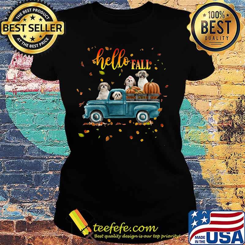 Official Shih - tzu Hello Fall pumpkin s Ladies tee Official Shih - tzu Hello Fall pumpkin s Ladies tee