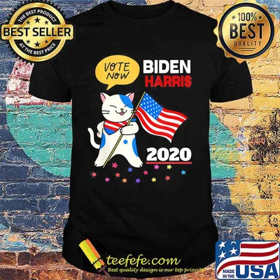 Official Vote Now Biden Harris 2020 Cat American Flag Independence Day Shirt
