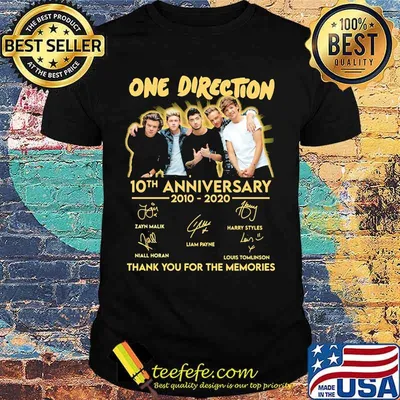 One direction 10th anniversary 2010- 2020 signature thank you for the memories shirt