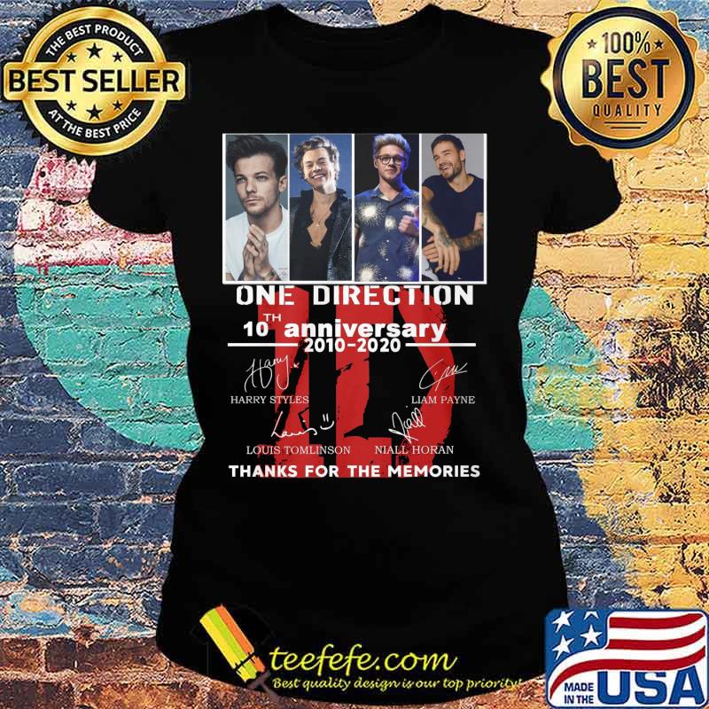One direction 10th anniversary 2010 2020 thank you for the memories signatures s Ladies tee One direction 10th anniversary 2010 2020 thank you for the memories signatures s Ladies tee