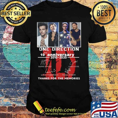 One direction 10th anniversary 2010 2020 thank you for the memories signatures shirt