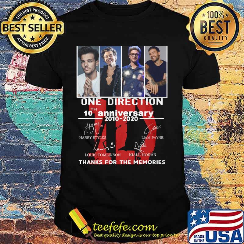 One direction 10th anniversary 2010 2020 thank you for the memories signatures shirt