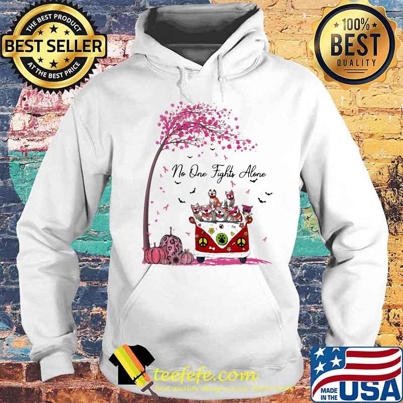 Peace bus cats no one fights alone pink leaves tree cancer awareness s Hoodie Peace bus cats no one fights alone pink leaves tree cancer awareness s Hoodie