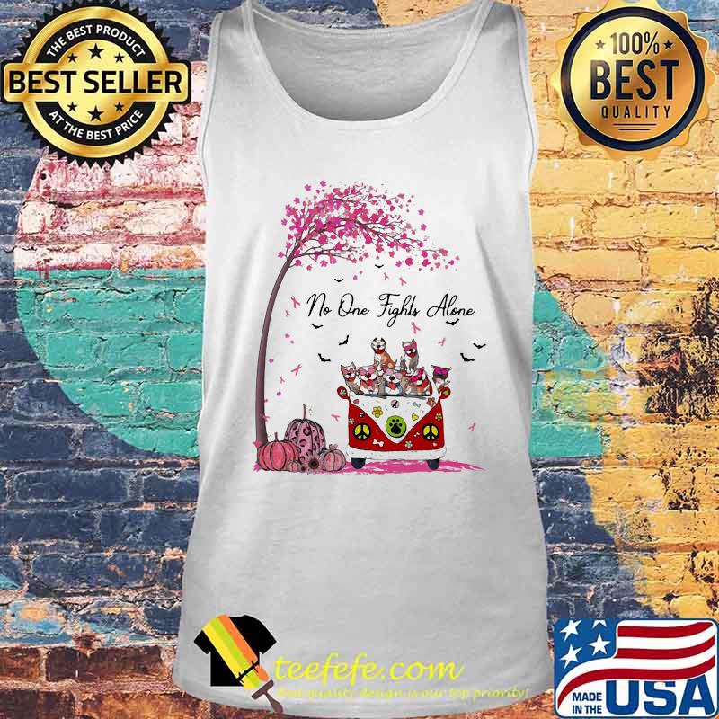 Peace bus cats no one fights alone pink leaves tree cancer awareness s Tank top Peace bus cats no one fights alone pink leaves tree cancer awareness s Tank top