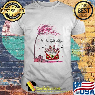Peace bus cats no one fights alone pink leaves tree cancer awareness shirt