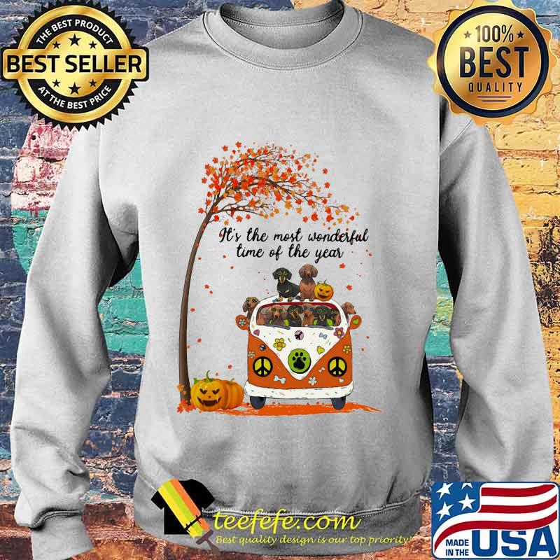 Peace bus dachshund it's the most wonderful time of the year leaves tree pumpkins s Sweater Peace bus dachshund it's the most wonderful time of the year leaves tree pumpkins s Sweater