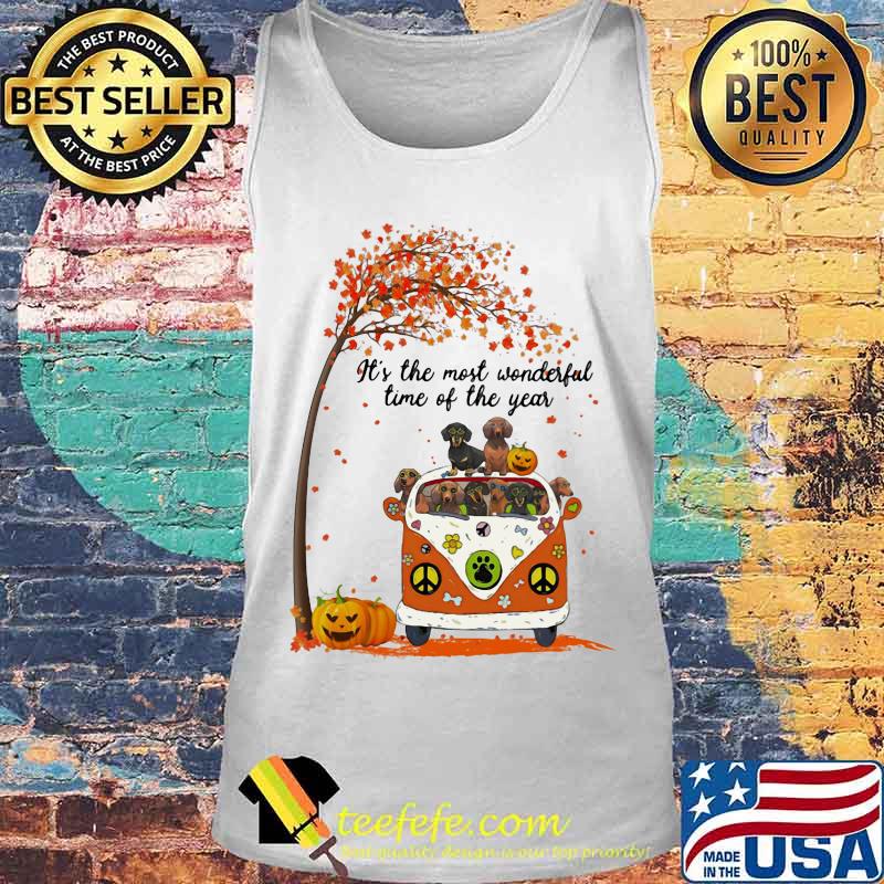 Peace bus dachshund it's the most wonderful time of the year leaves tree pumpkins s Tank top Peace bus dachshund it's the most wonderful time of the year leaves tree pumpkins s Tank top