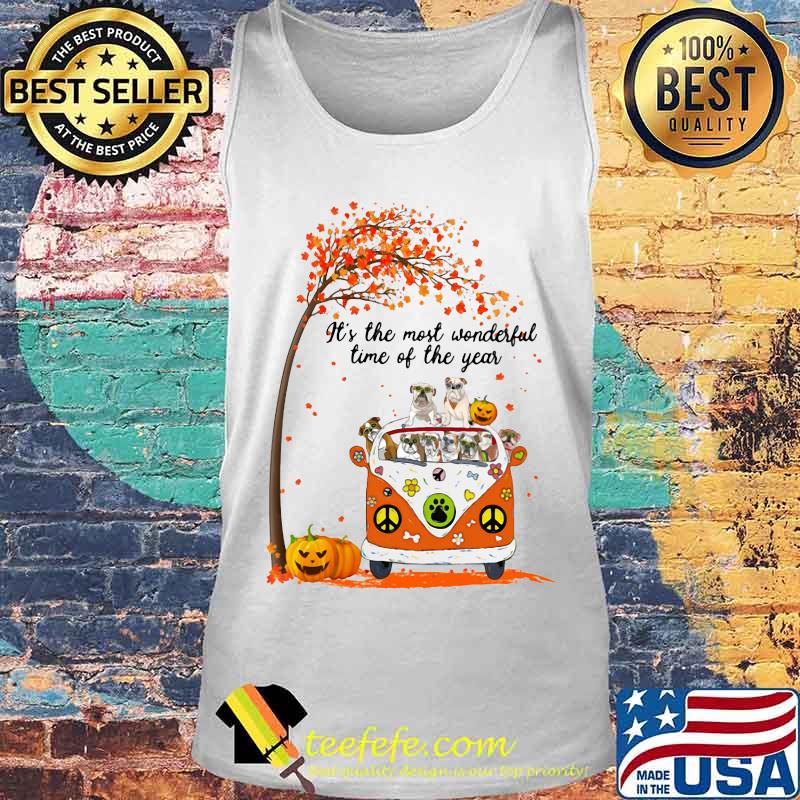 Peace bus pug it's the most wonderful time of the year leaves tree pumpkins s Tank top Peace bus pug it's the most wonderful time of the year leaves tree pumpkins s Tank top