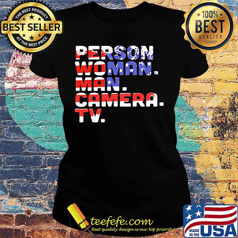 Person woman man camera tv american flag happy independence day s Ladies tee Person woman man camera tv american flag happy independence day s Ladies tee