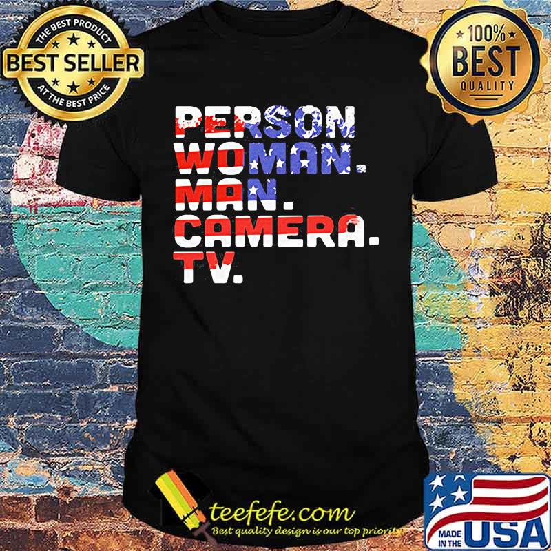 Person woman man camera tv american flag happy independence day shirt