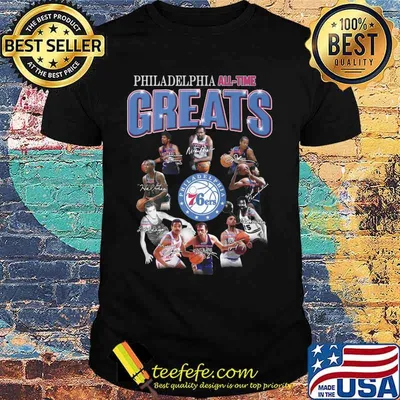 Philadelphia 76ers basketball all time great signatures shirt