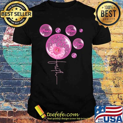 Pink Daisy Faith Peace Hope Love Breast Cancer Awareness Bubbles Shirt