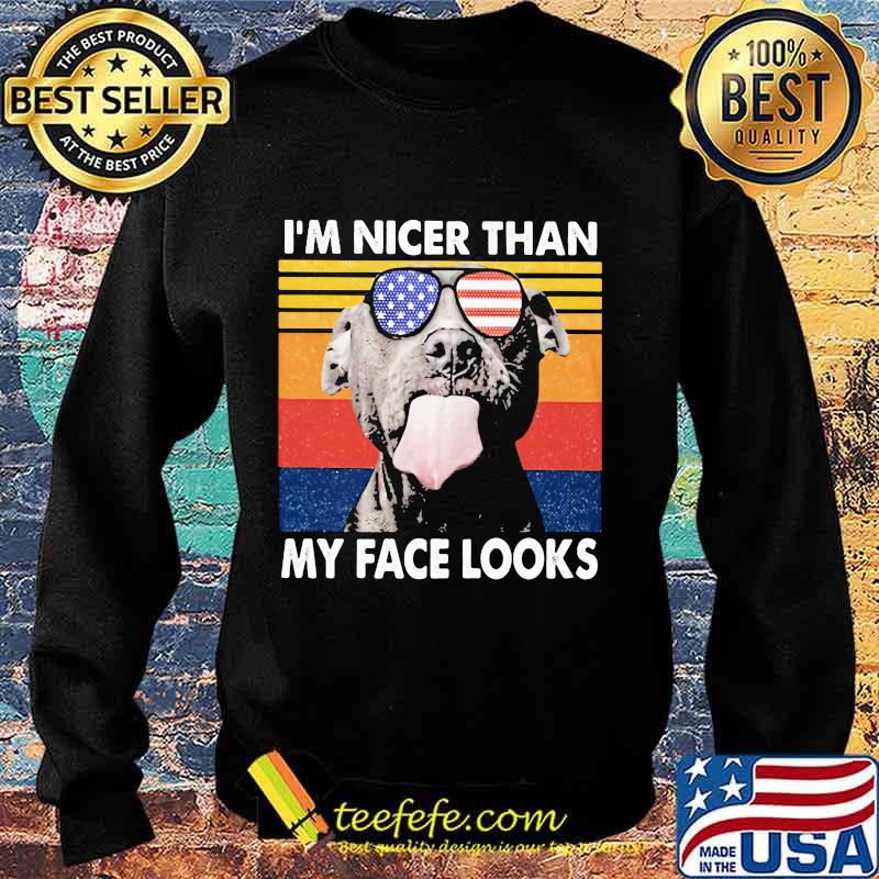 Pitbull I'm nicer than my face looks Glass America vintage retro s Sweater Pitbull I'm nicer than my face looks Glass America vintage retro s Sweater