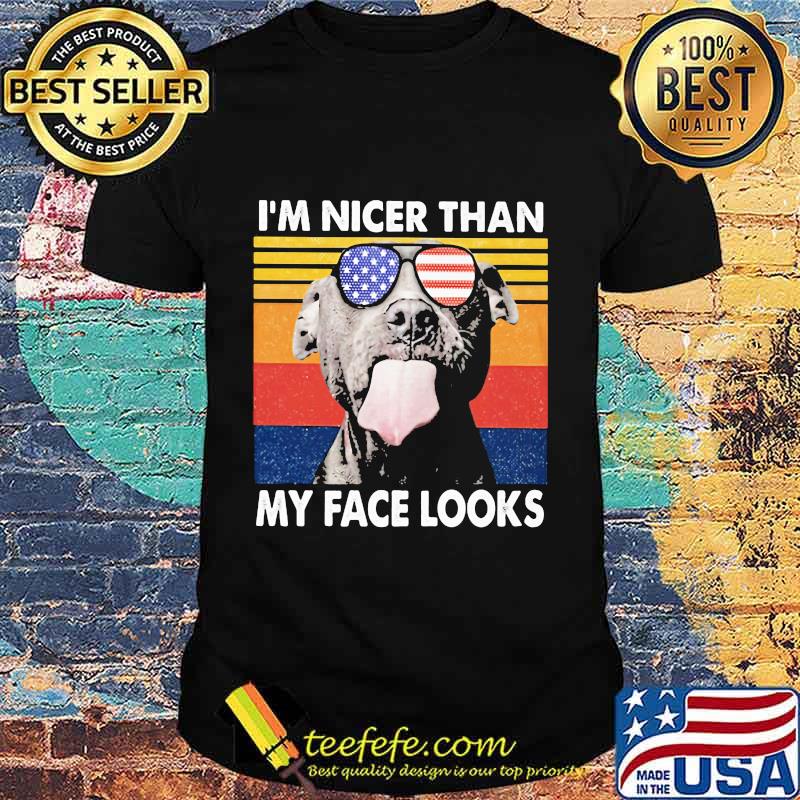 Pitbull I'm nicer than my face looks Glass America vintage retro shirt