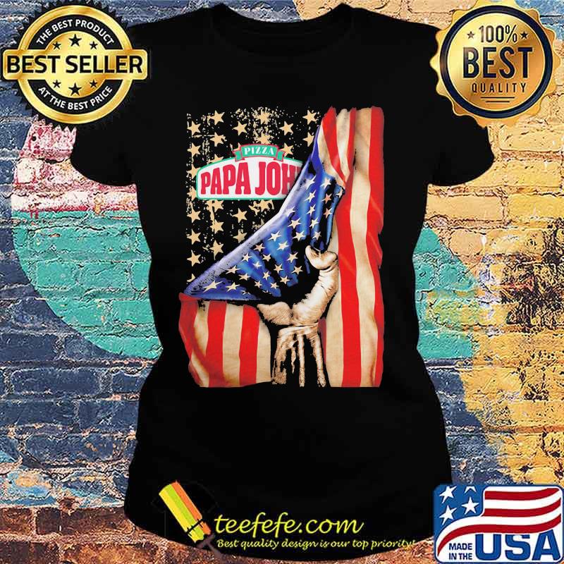 Pizza papa john logo american flag independence s Ladies tee Pizza papa john logo american flag independence s Ladies tee