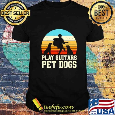 PLAY GUITARS PET DOGS VINTAGE RETRO SHIRT