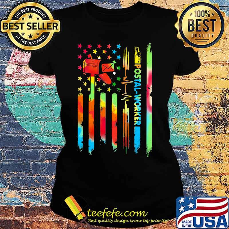 Postal worker hippie american flag independence day s Ladies tee Postal worker hippie american flag independence day s Ladies tee