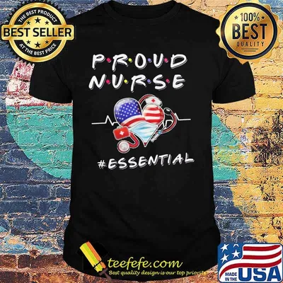 Proud nurse essential heart mask american flag shirt