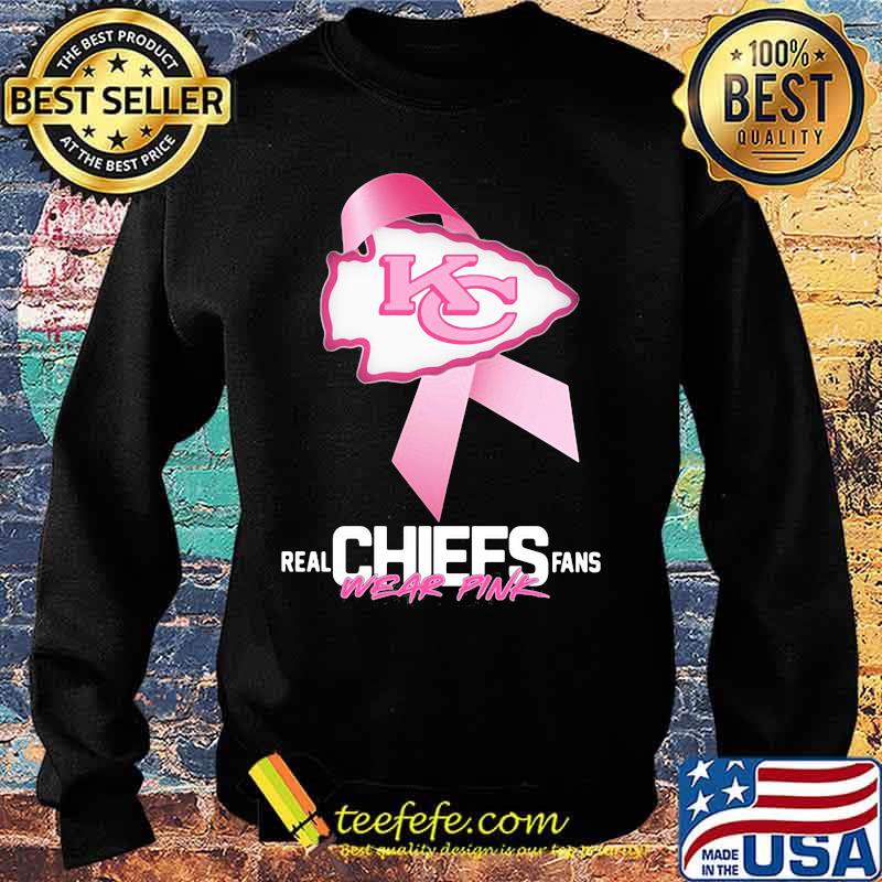 Real chiefs fans wear pink logo cancer awareness s Sweater Real chiefs fans wear pink logo cancer awareness s Sweater