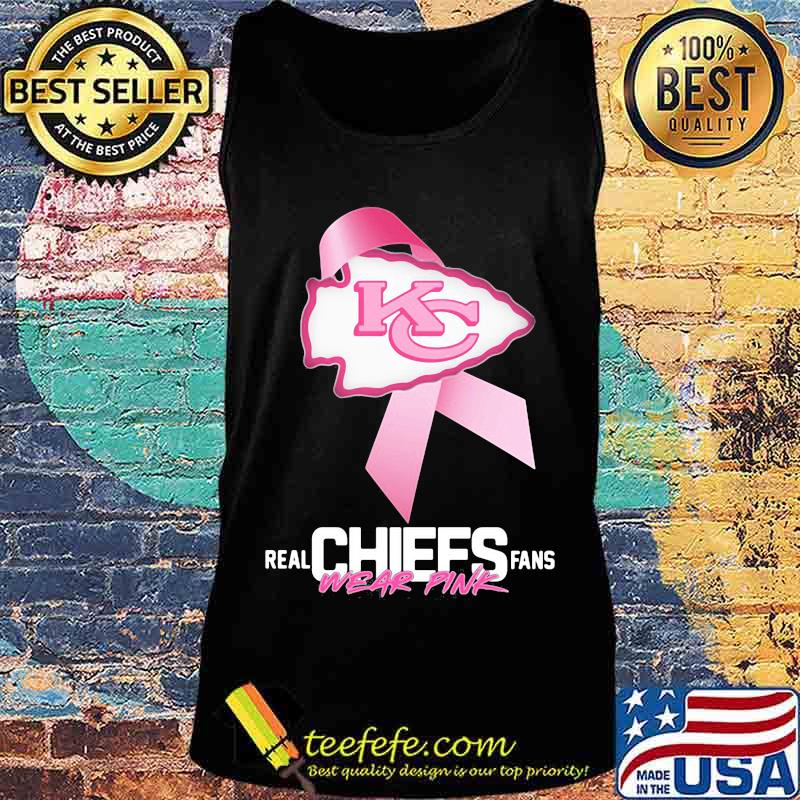 Real chiefs fans wear pink logo cancer awareness s Tank top Real chiefs fans wear pink logo cancer awareness s Tank top