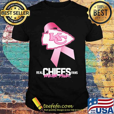 Real chiefs fans wear pink logo cancer awareness shirt