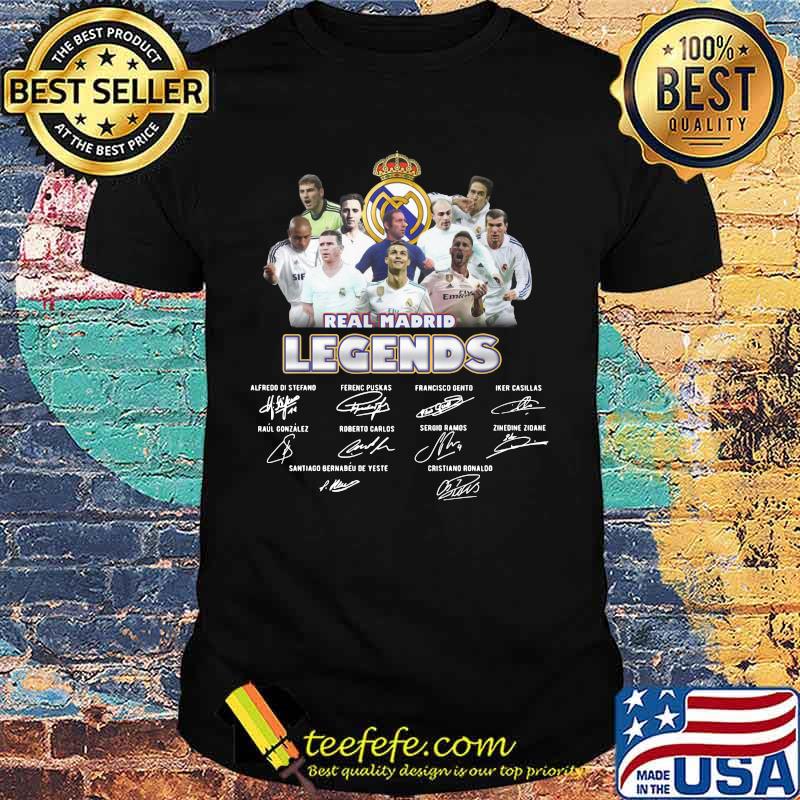 Real madrid legends soccer players signatures shirt