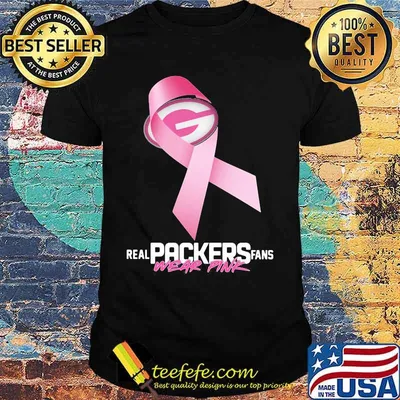 Real packers fans wear pink logo cancer awareness shirt