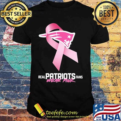 Real patriots fans wear pink logo cancer awareness shirt