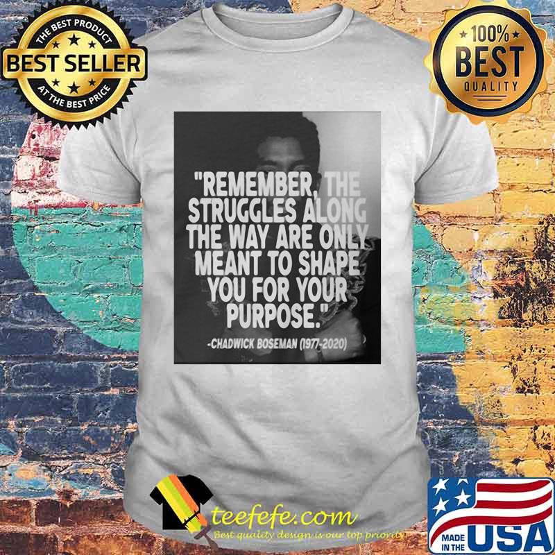 Remember the struggles along the way are only meant to shape you for your purpose black panther rip chadwick 1976 2020 shirt Remember the struggles along the way are only meant to shape you for your purpose black panther rip chadwick 1976 2020 shirt