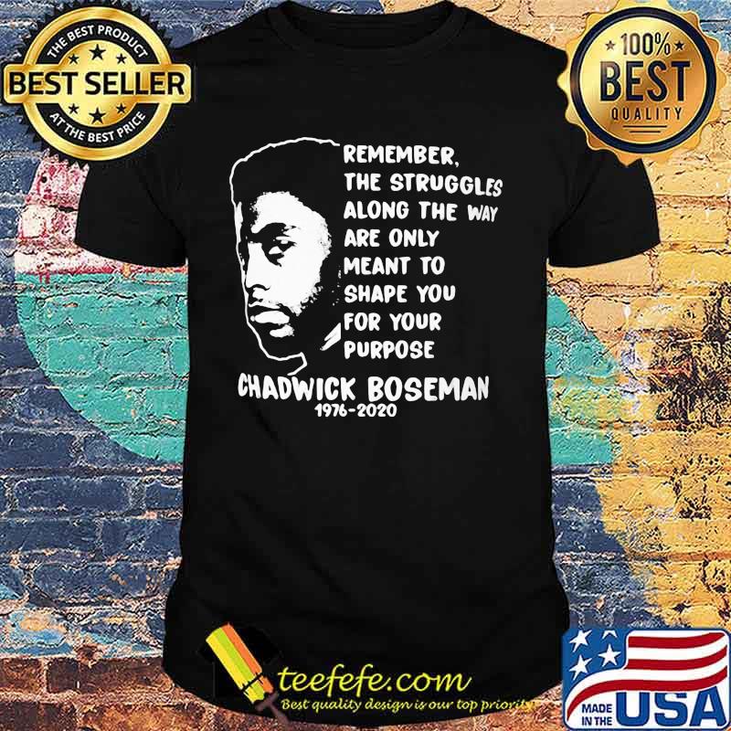 Remember the struggles along the way are only meant to shape you for your purpose rip chadwick 1976 2020 shirt