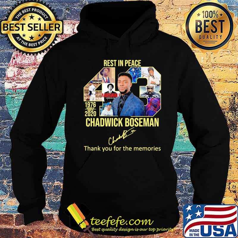 Rest in peace 43 rip chadwick Boseman thank you for the memories signature s Hoodie Rest in peace 43 rip chadwick Boseman thank you for the memories signature s Hoodie
