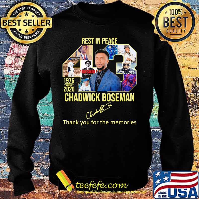 Rest in peace 43 rip chadwick Boseman thank you for the memories signature s Sweater Rest in peace 43 rip chadwick Boseman thank you for the memories signature s Sweater