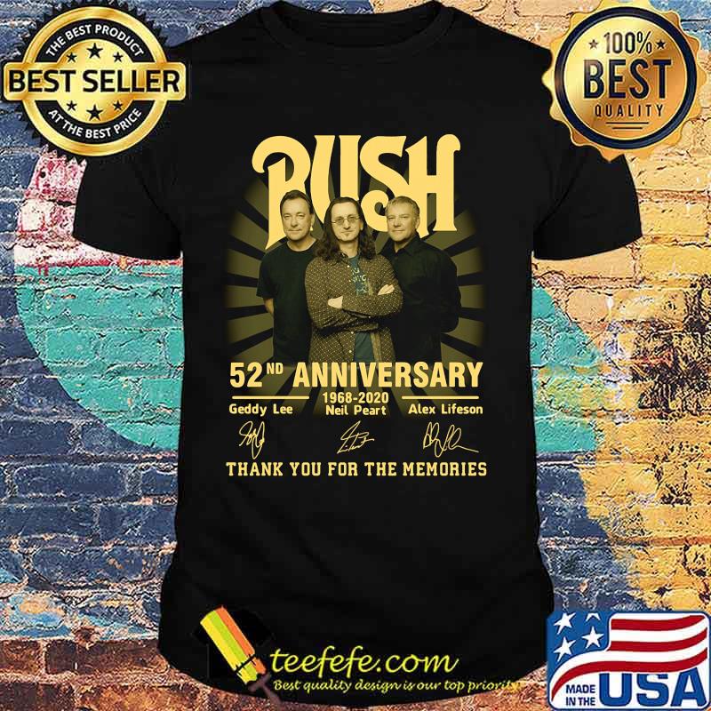 Rush 52nd anniversary 1968 2020 thank you for the memories signatures shirt