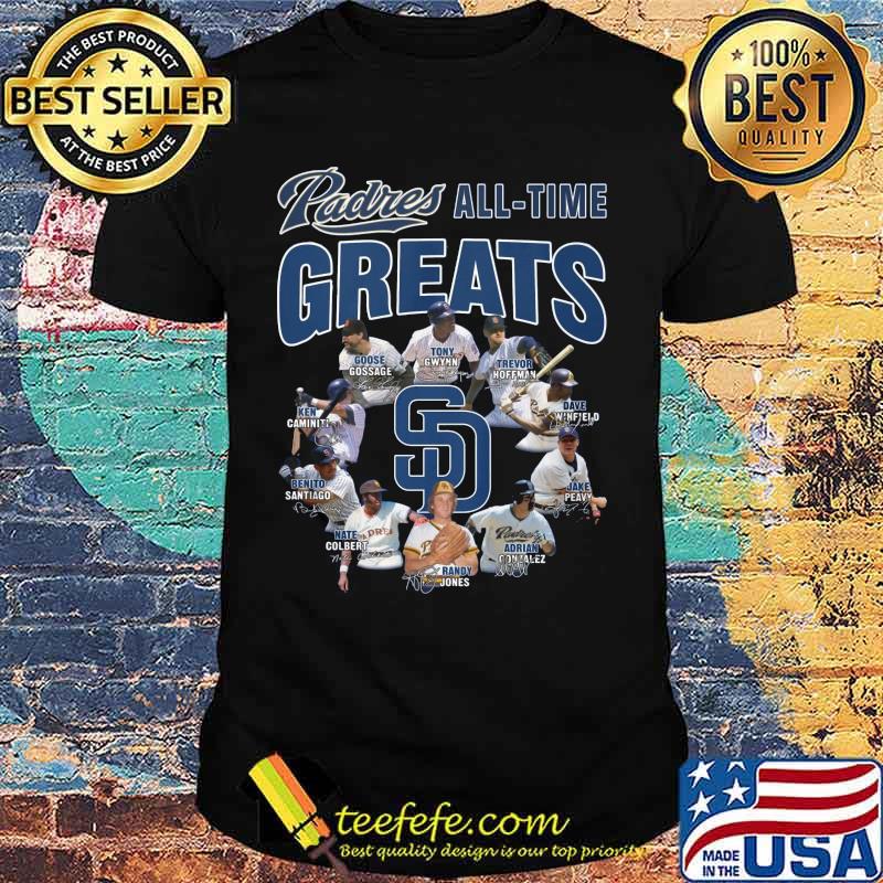 San diego padres baseball all time greats signatures shirt