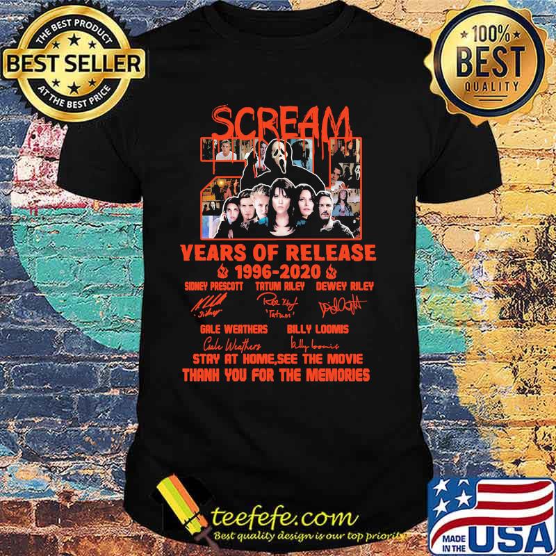 Scream 24 years of release 1996 2020 stay at home see the movie thank you for the memories signatures shirt