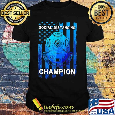 Scuba diving social distancing champion american flag independence day shirt